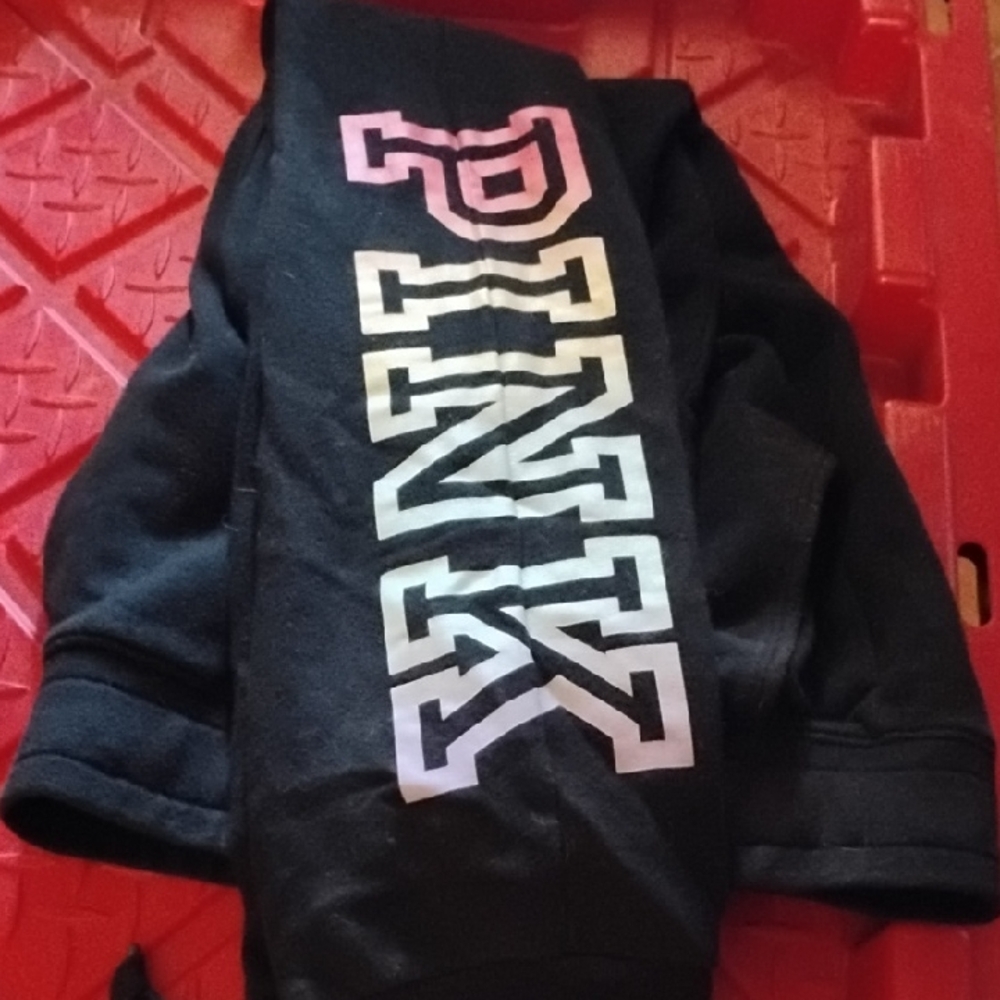 PINK Victoria's Secret Black Joggers with Pink Logo size S